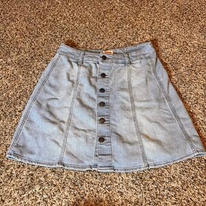 Mossimo Denim Mini‎ Skirt Button Front A-Line Casual Light Wash Size 0